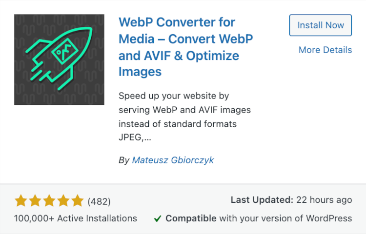 Webp converter for media plugin
